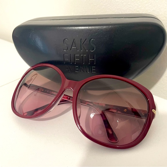 Prada Sunglasses Gold Red Pink Glasses Designer Burgundy - Picture 1 of 6